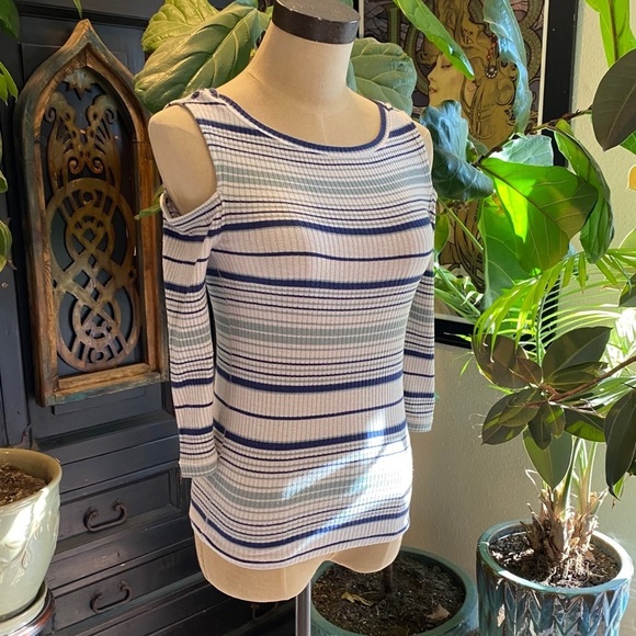 Free People Rory Striped Cold-Shoulder Top - Picture 5 of 14